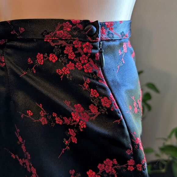 Vintage Y2K Uniform Paul Richard Satin Pants Floral Embroidery High Rise 10P - Picture 9 of 11